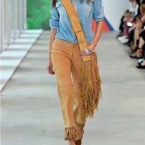 Michael Kors Collection Suede Fringe Pants from a Runway Collection.
